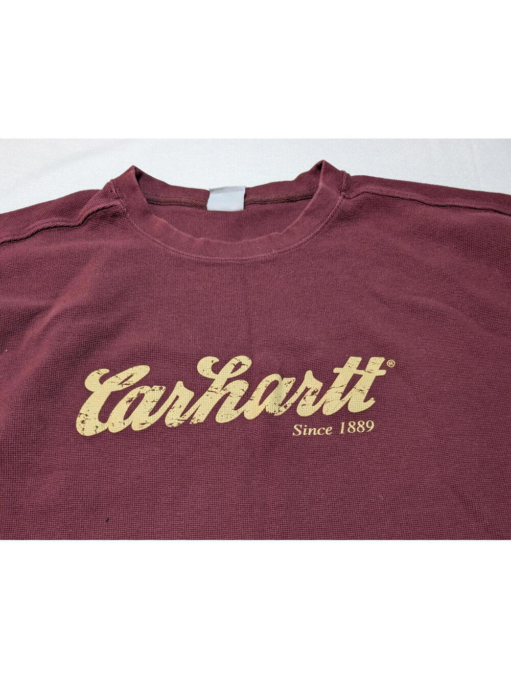 Carhartt Mens Relaxed Fit Long Sleeve Waffle Knit Shirt Rust Color Size XL